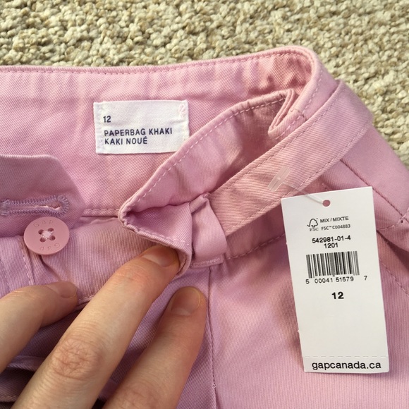 NWT Gap High-rise Pink Paperbag Khakis - Picture 7 of 7